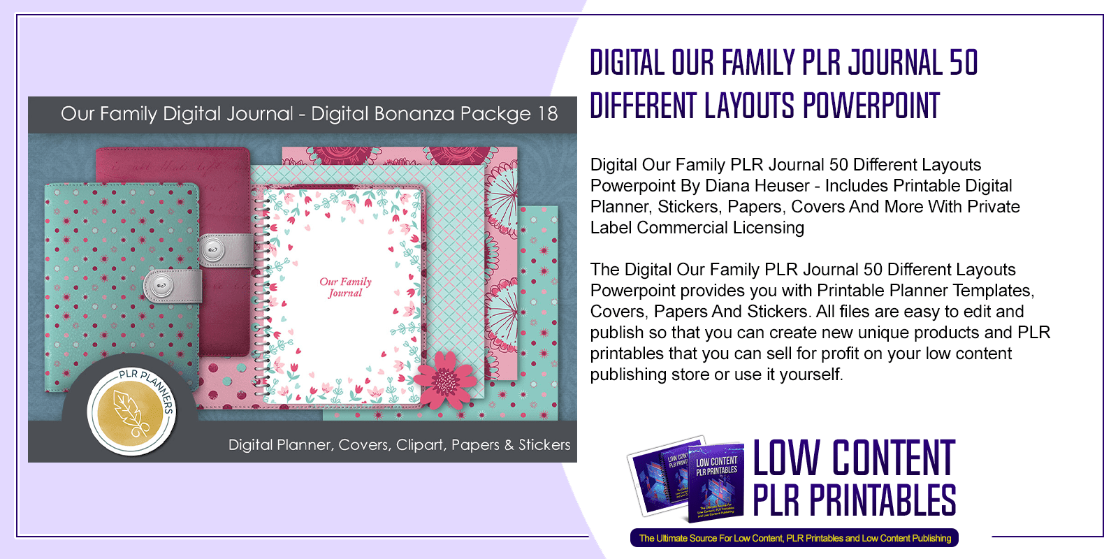 Digital Our Family PLR Journal 50 Different Layouts Powerpoint