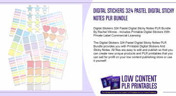 Digital Stickers 324 Pastel Digital Sticky Notes PLR Bundle