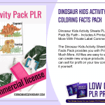 Dinosaur Kids Activity Sheets PLR Puzzles Coloring Facts Pack