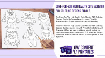 Done For You High Quality Cute Monster PLR Coloring Designs Bundle