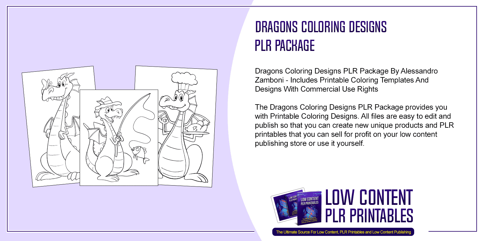 Dragons Coloring Designs PLR Package