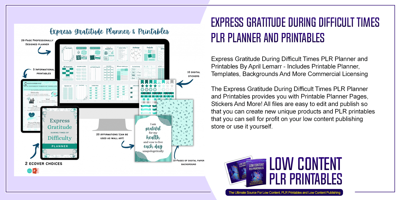 Express Gratitude During Difficult Times PLR Planner and Printables