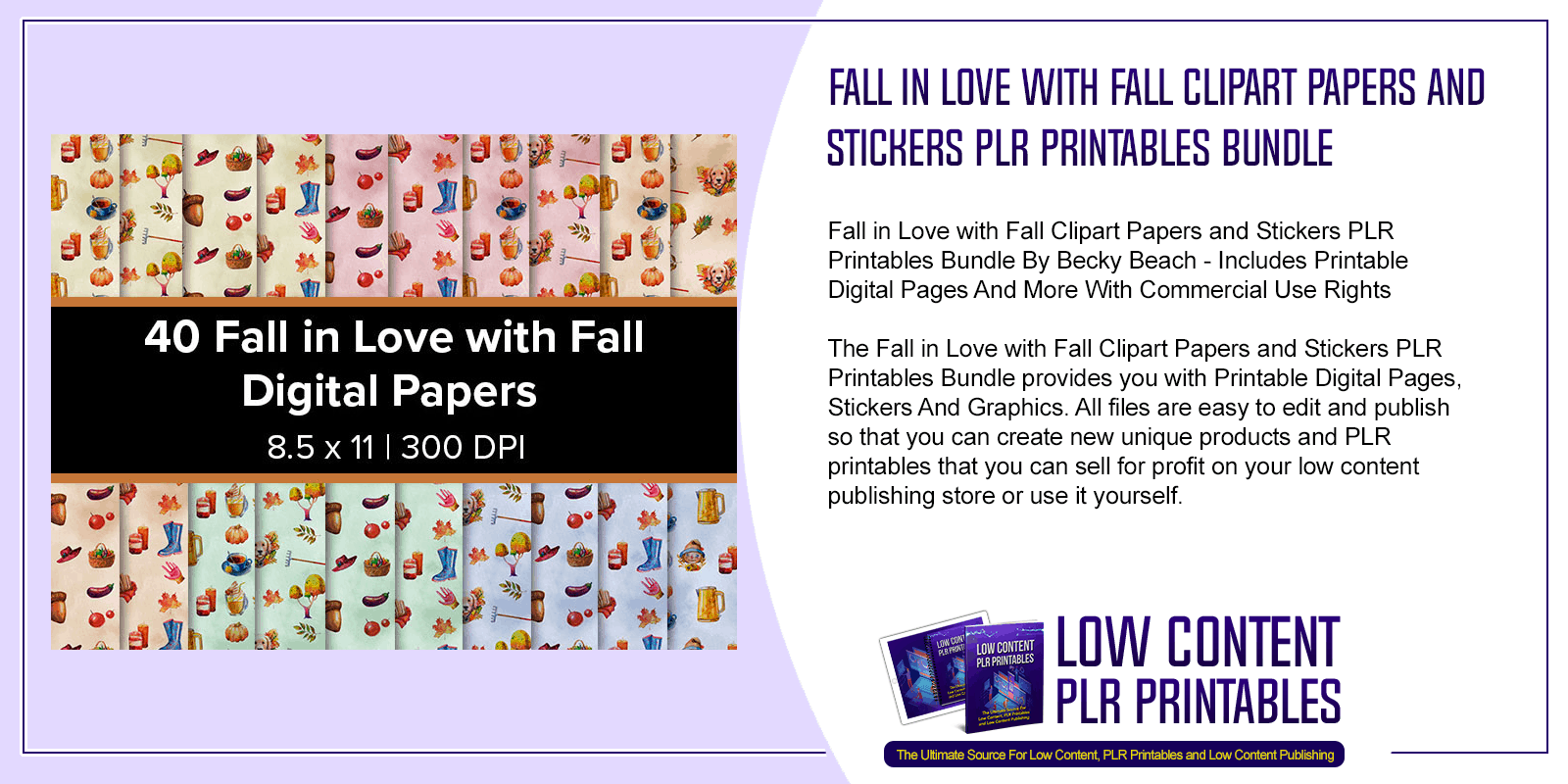 Fall in Love with Fall Clipart Papers and Stickers PLR Printables Bundle