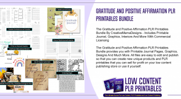 Gratitude and Positive Affirmation PLR Printables Bundle