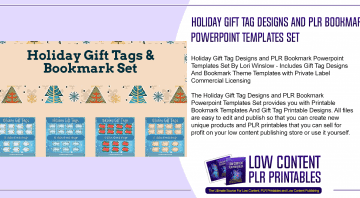 Holiday Gift Tag Designs and PLR Bookmark Powerpoint Templates Set