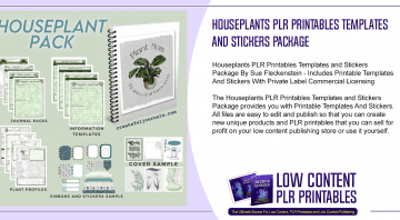 Houseplants PLR Printables Templates and Stickers Package 2