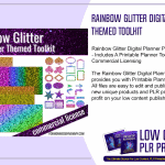 Rainbow Glitter Digital Planner PLR Themed Toolkit