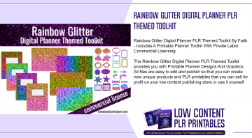 Rainbow Glitter Digital Planner PLR Themed Toolkit