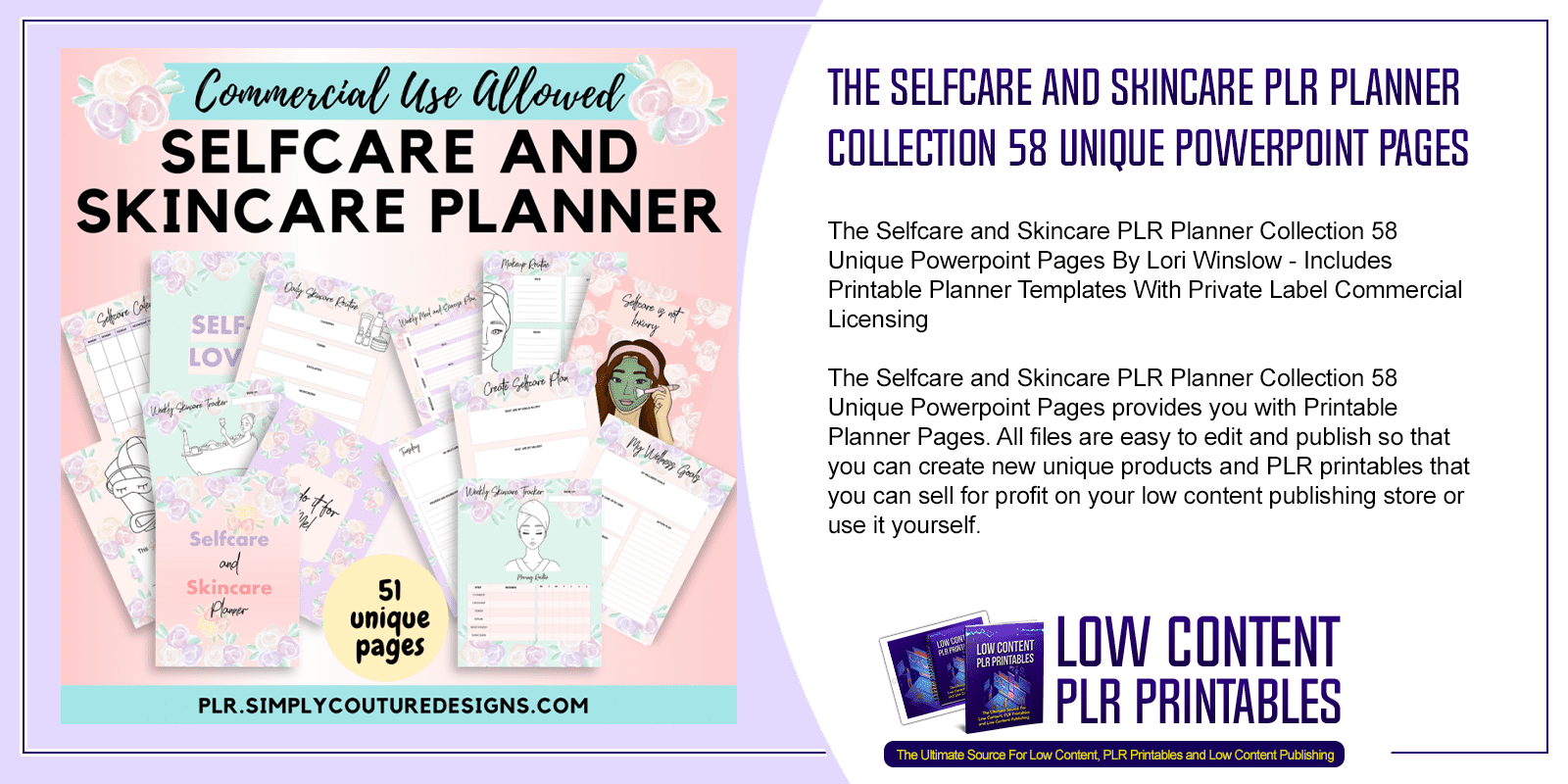 The Selfcare and Skincare PLR Planner Collection 58 Unique Powerpoint Pages