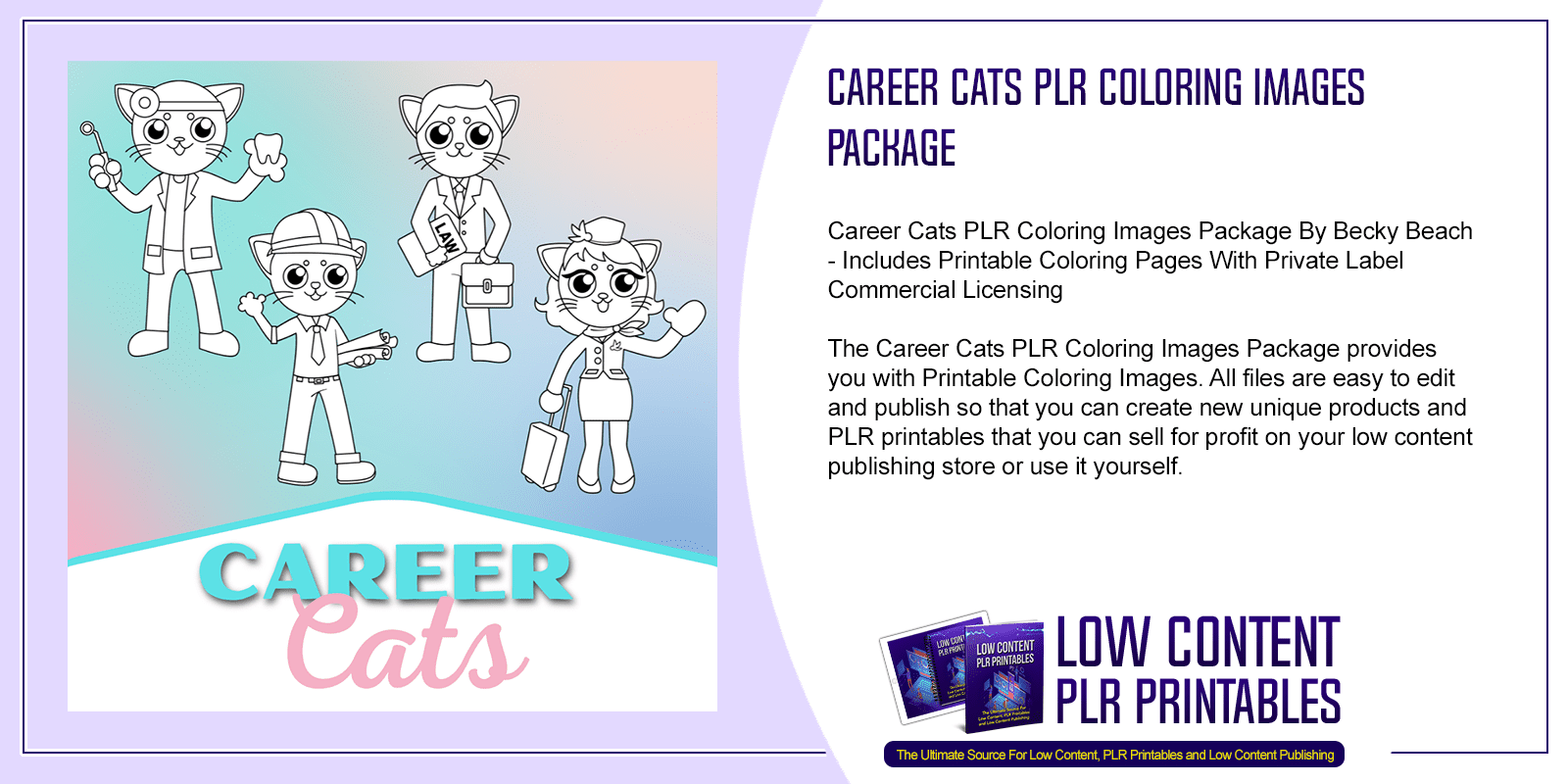 Career Cats PLR Coloring Images Package 2