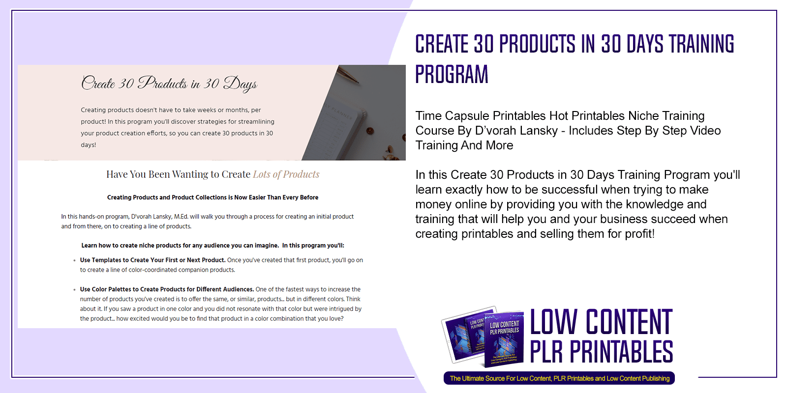 Create 30 Products in 30 Days Training Program