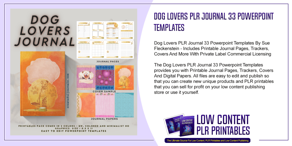 Dog Lovers PLR Journal 33 Powerpoint Templates | PLR Journal Template