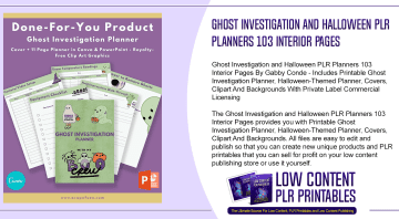 Ghost Investigation and Halloween PLR Planners 103 Interior Pages