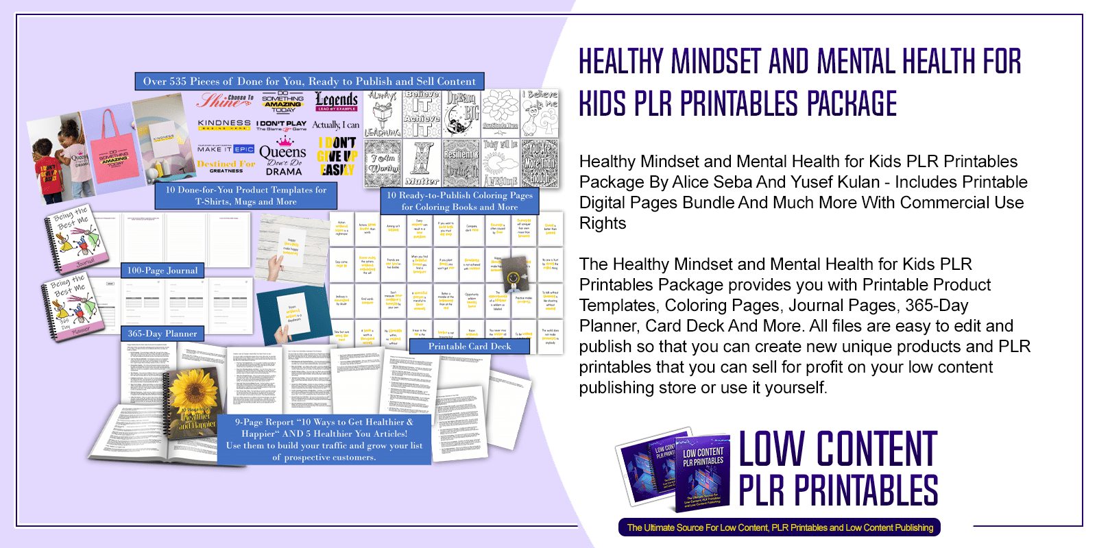 Healthy Mindset and Mental Health for Kids PLR Printables Package