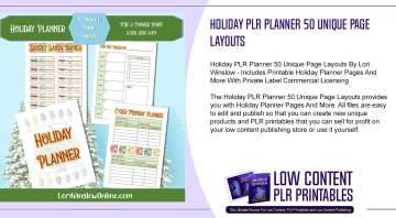 Holiday PLR Planner 50 Unique Page Layouts