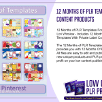 12 Months of PLR Templates For Low Content Products 2