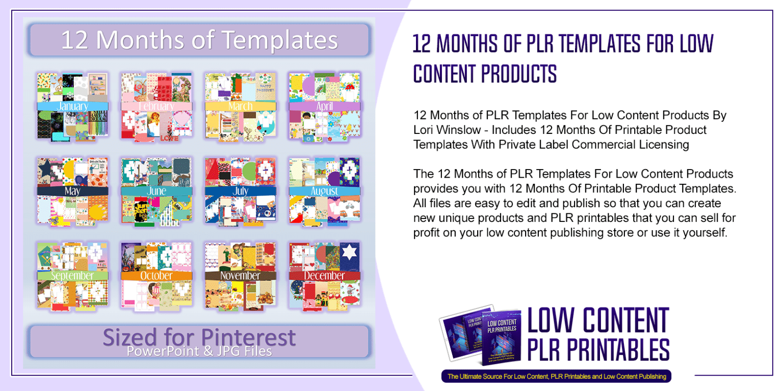 12 Months of PLR Templates For Low Content Products | PLR Printables