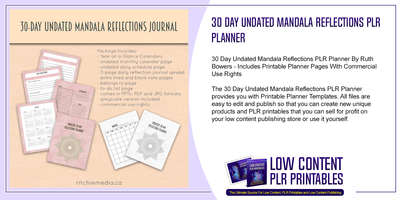 30 Day Undated Mandala Reflections PLR Planner