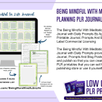 Being Mindful With Meditation and Planning PLR Journal with Daily Prompts