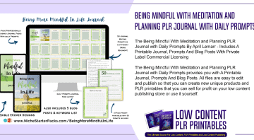 Being Mindful With Meditation and Planning PLR Journal with Daily Prompts