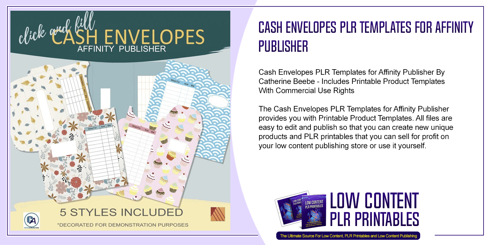 Cash Envelopes PLR Templates for Affinity Publisher