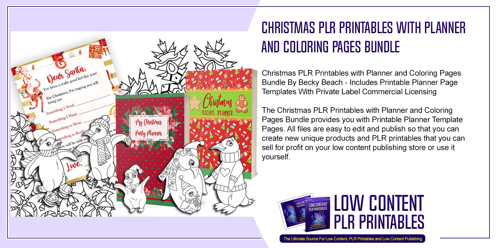 Christmas PLR Printables with Planner and Coloring Pages Bundle