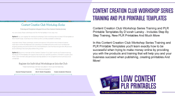 Content Creation Club Workshop Series Training and PLR Printable Templates