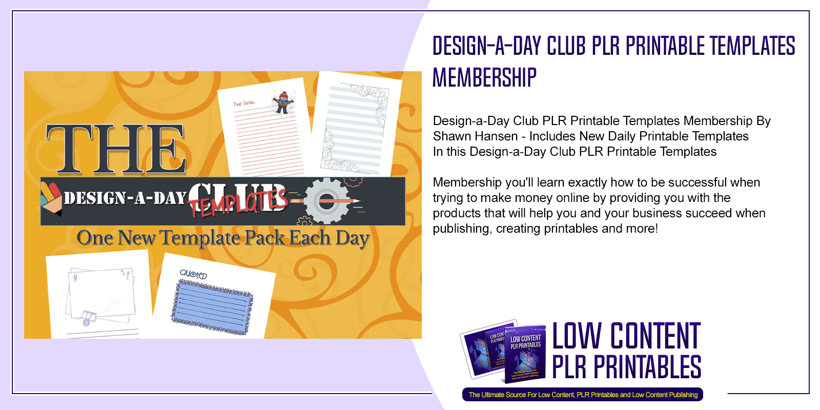 Design a Day Club PLR Printable Templates Membership