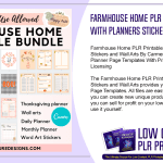 Farmhouse Home PLR Printables Bundle with Planners Stickers and Wall Arts