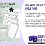 Final Wishes Estate PLR Planner 33 Unique Pages