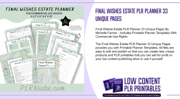 Final Wishes Estate PLR Planner 33 Unique Pages