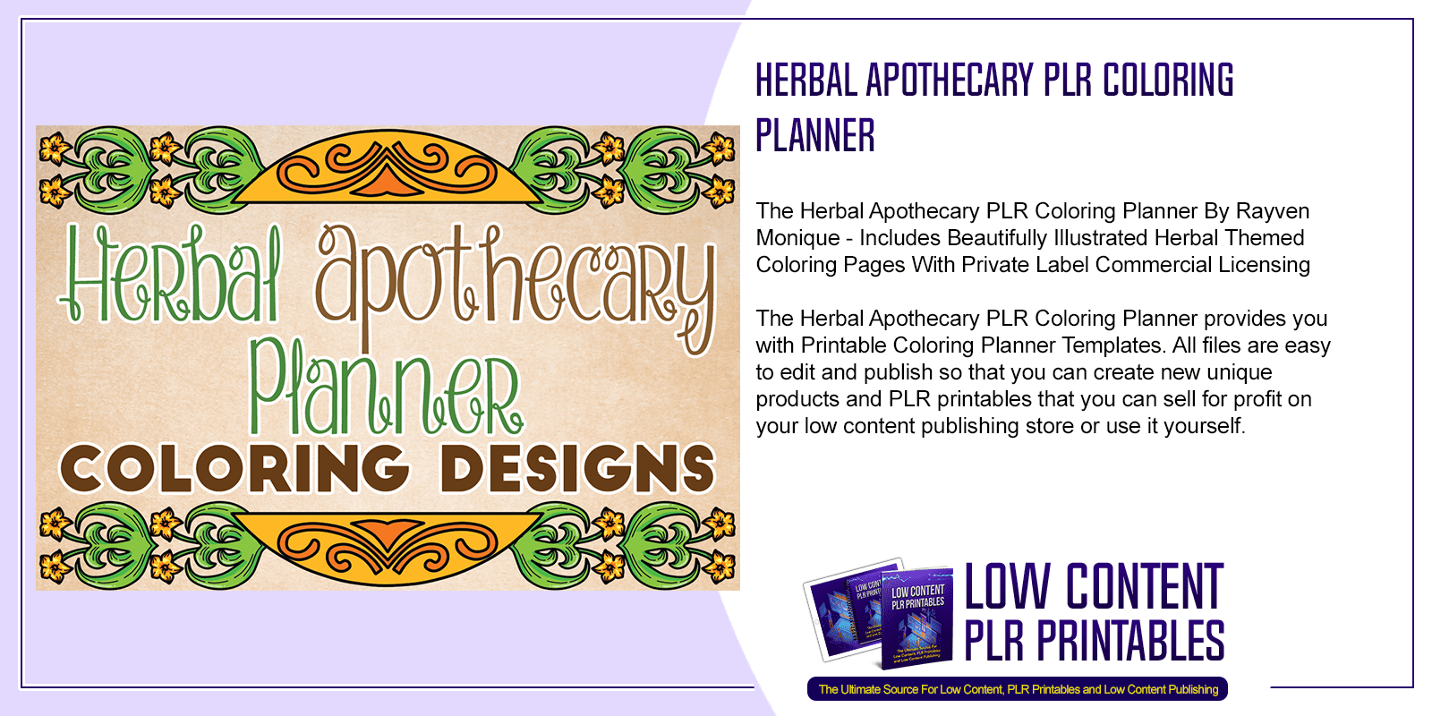 Herbal Apothecary PLR Coloring Planner