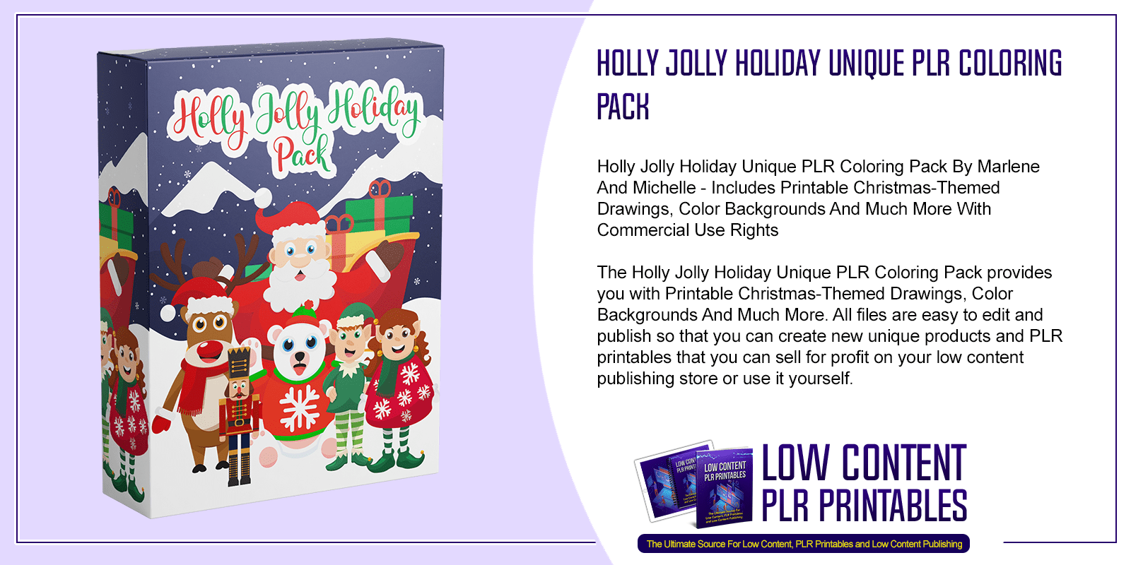 Holly Jolly Holiday Unique PLR Coloring Pack