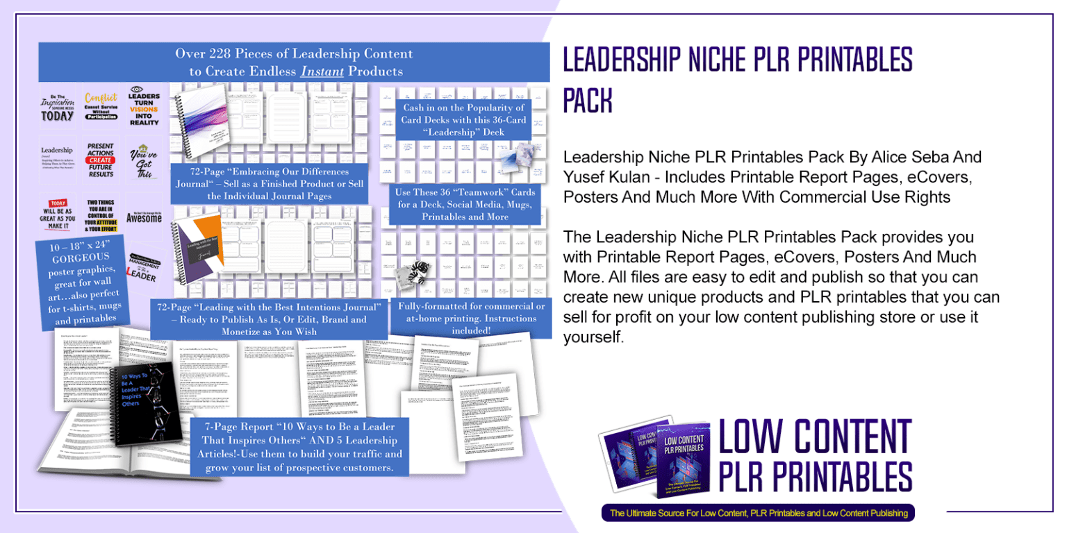 Leadership Niche PLR Printables Pack | Leadership PLR Printables