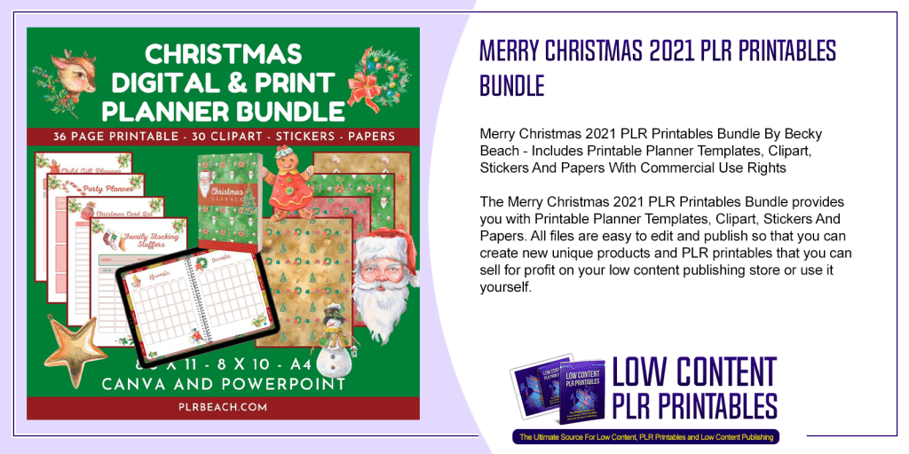 Merry Christmas 2021 PLR Printables Bundle | Christmas PLR Printables