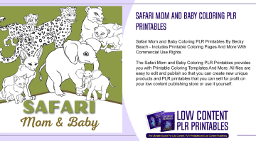 Safari Mom and Baby Coloring PLR Printables
