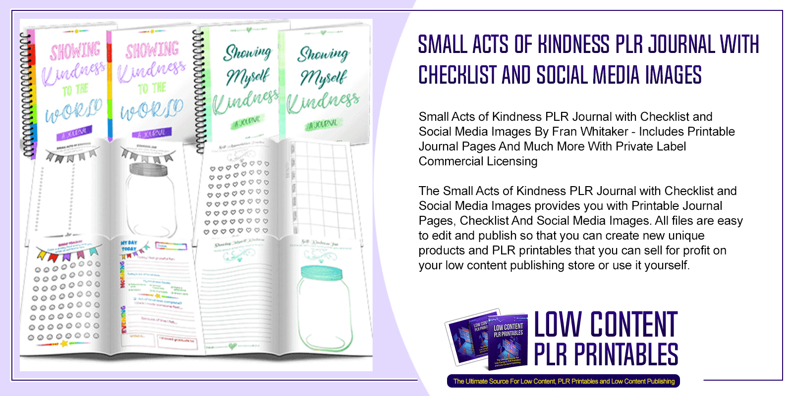 Small Acts of Kindness PLR Journal with Checklist and Social Media Images