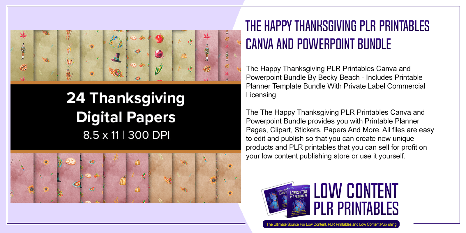 The Happy Thanksgiving PLR Printables Canva and Powerpoint Bundle