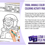 Tribal Animals Color by Number PLR Coloring Activity Page Designs