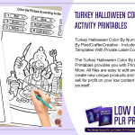 Turkey Halloween Color By Number PLR Activity Printables