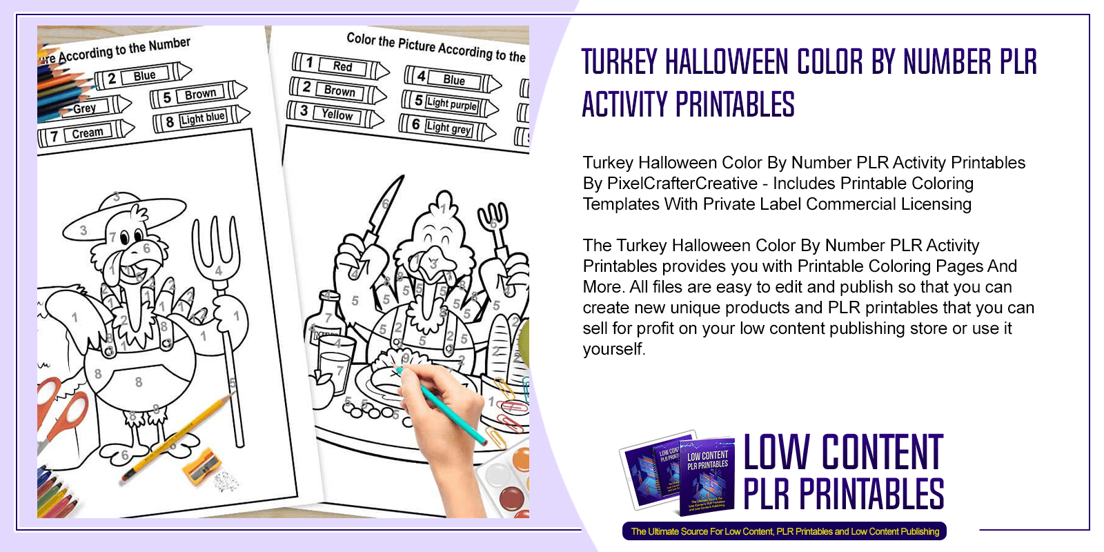 Turkey Halloween Color By Number PLR Activity Printables