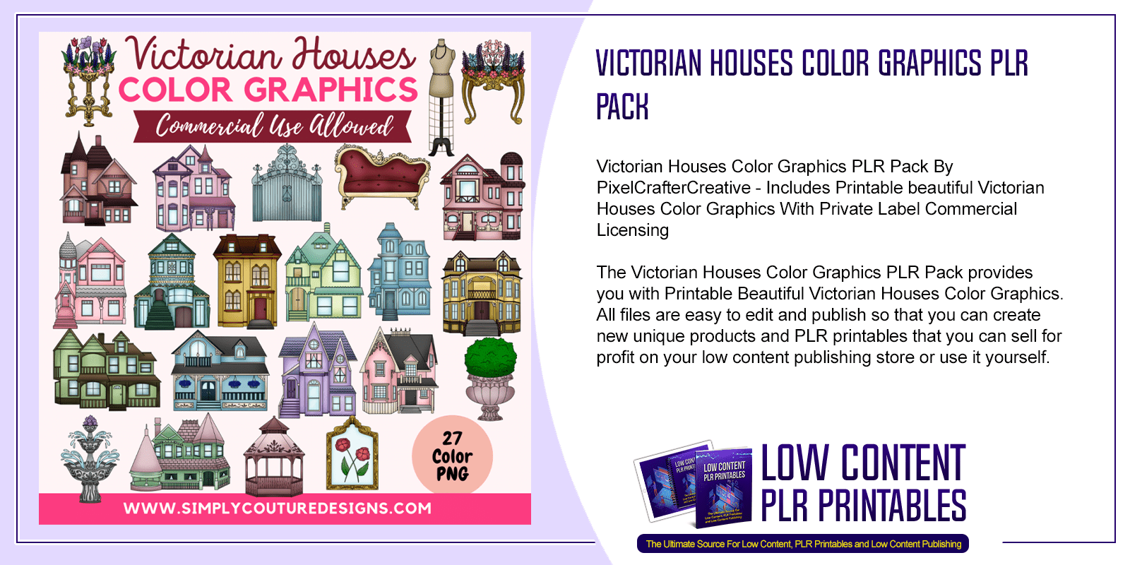 Victorian Houses Color Graphics PLR Pack