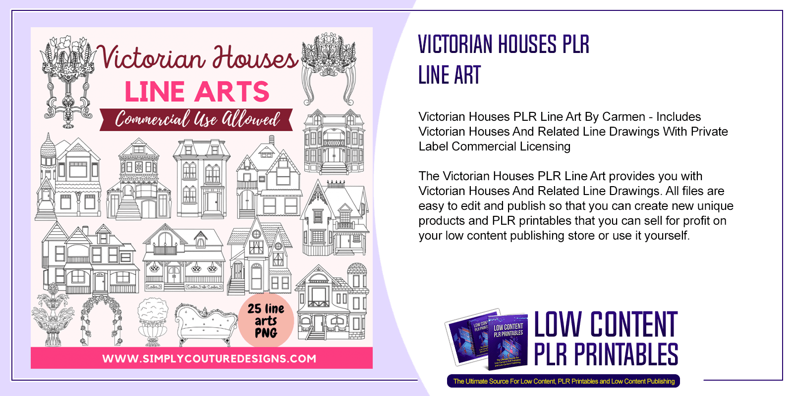 Victorian Houses PLR Line Art
