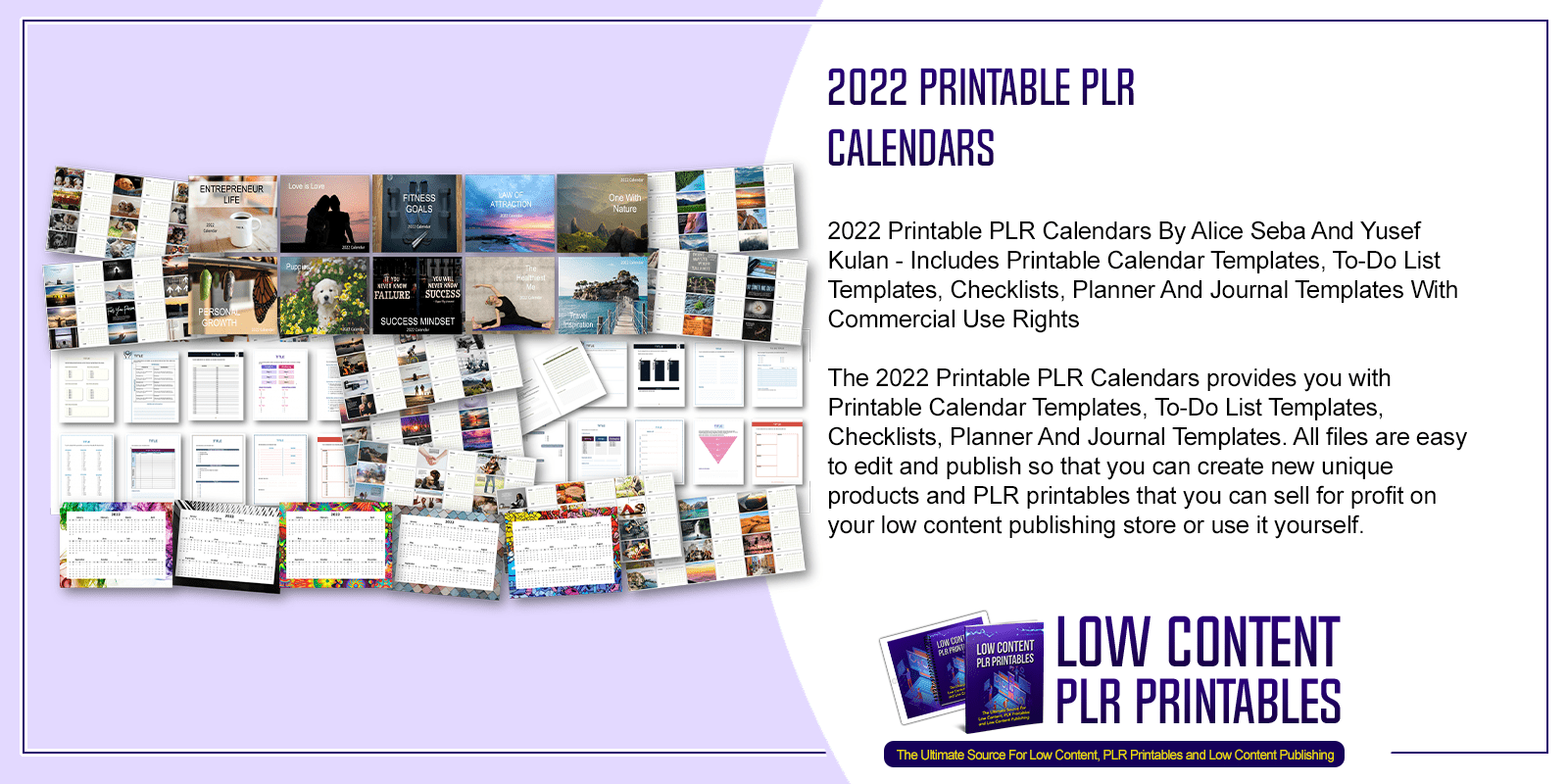 2022 Printable PLR Calendars