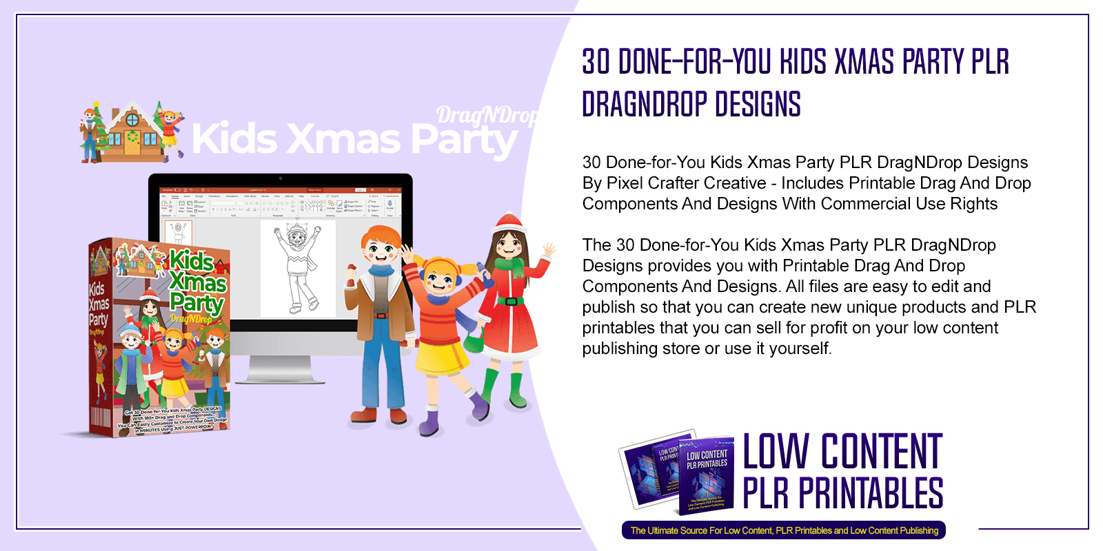 30 Done for You Kids Xmas Party PLR DragNDrop Designs
