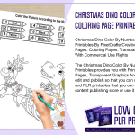 Christmas Dino Color By Number PLR Coloring Page Printables