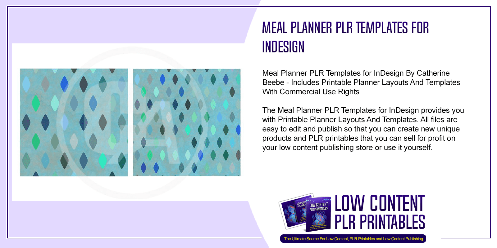 Meal Planner PLR Templates for InDesign