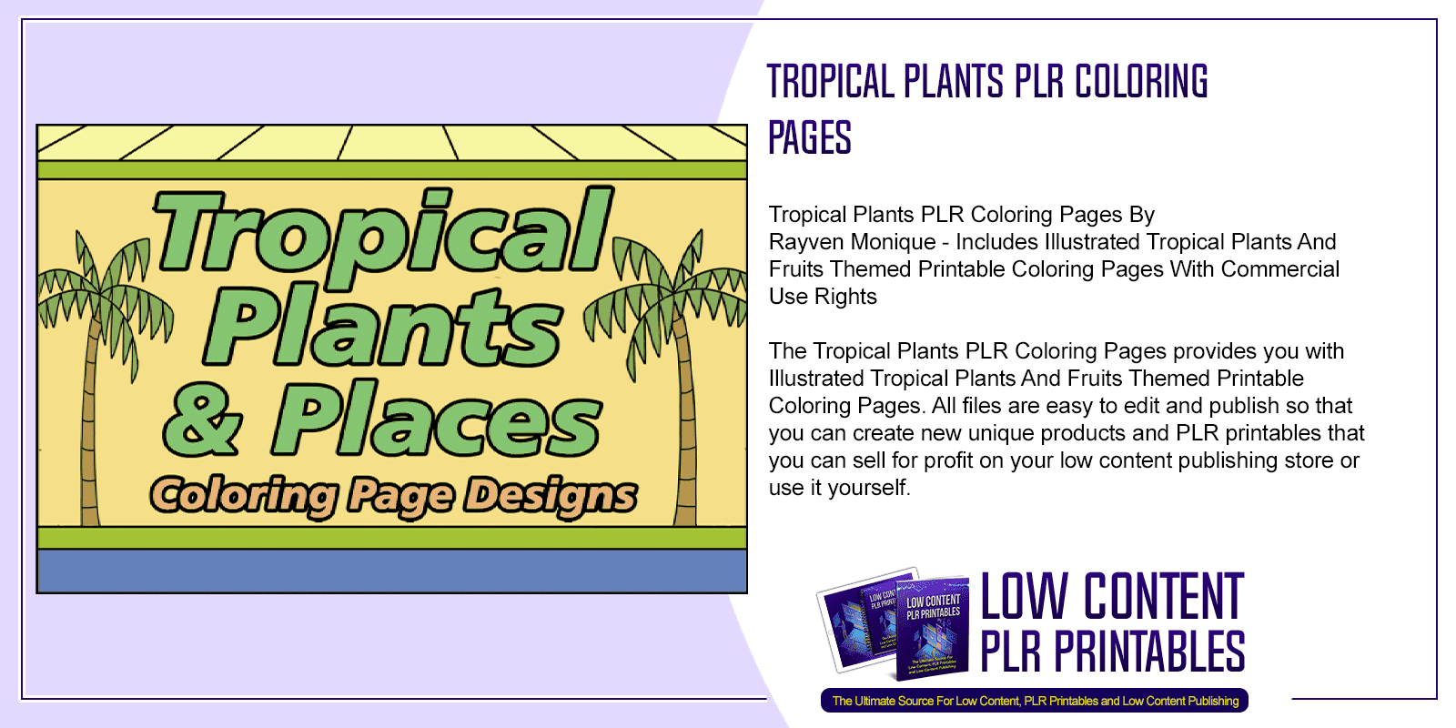 Tropical Plants PLR Coloring Pages