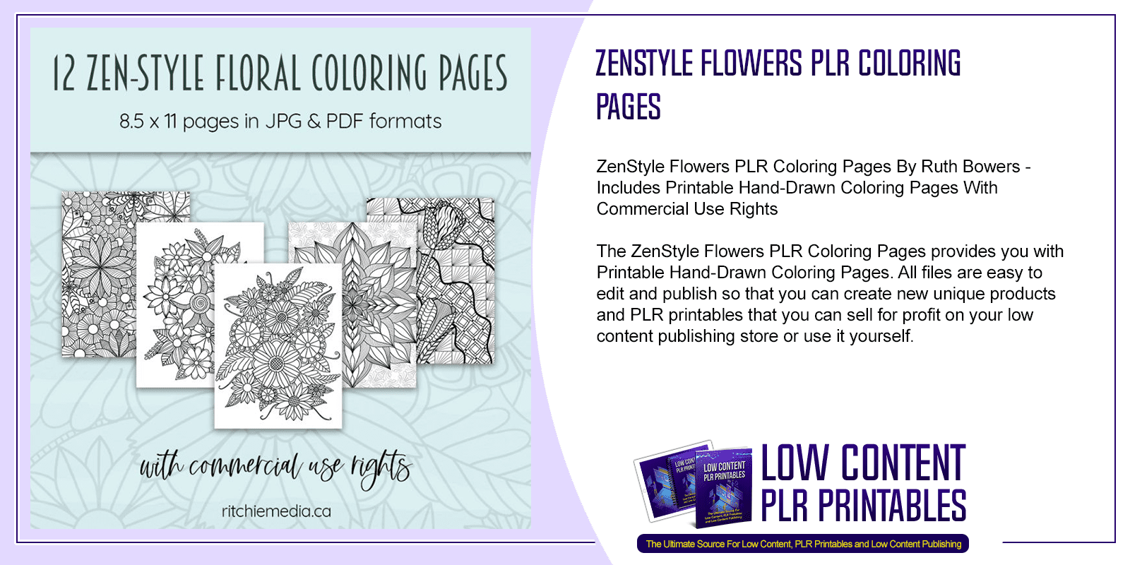 ZenStyle Flowers PLR Coloring Pages