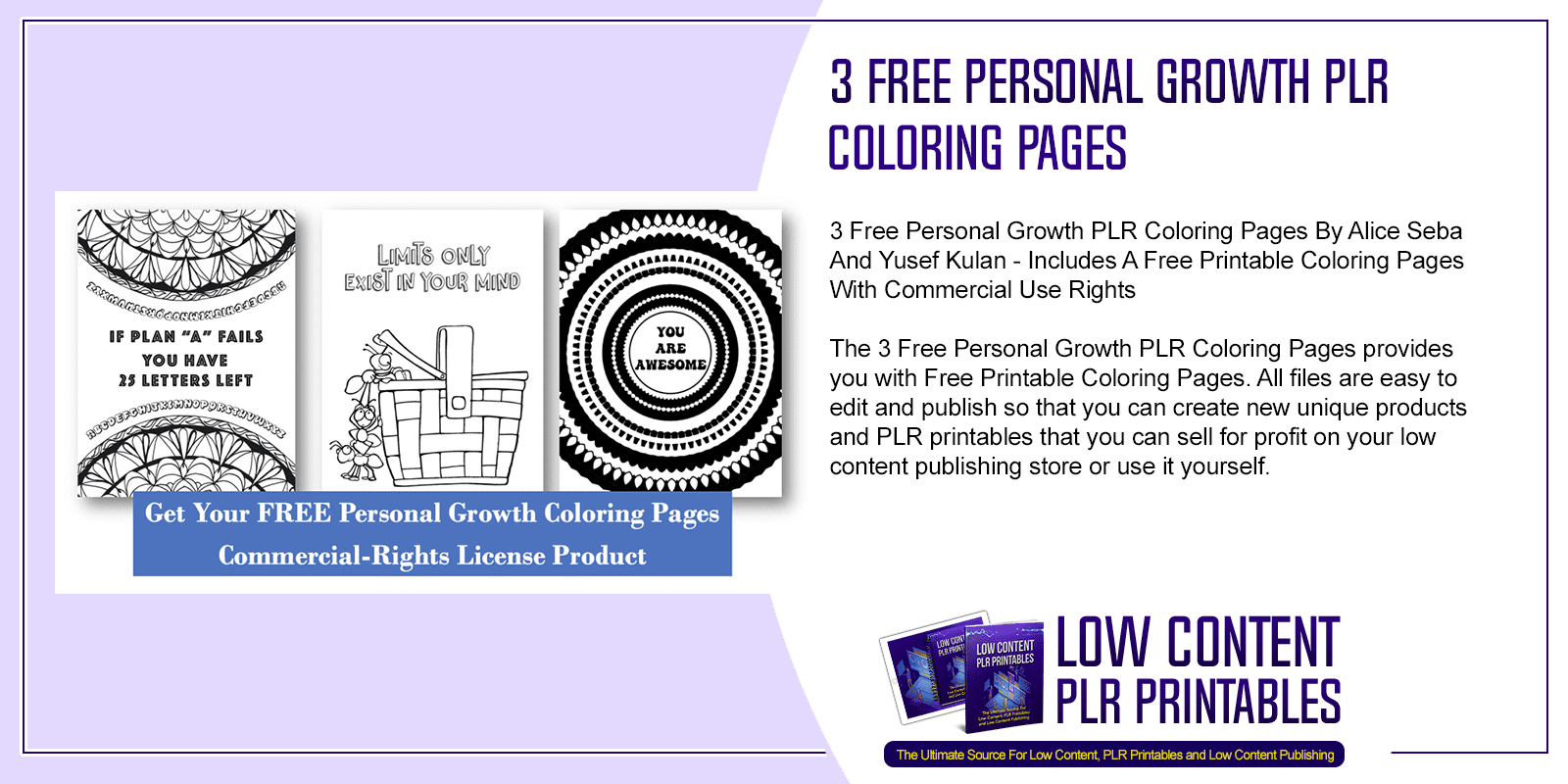 3 Free Personal Growth PLR Coloring Pages